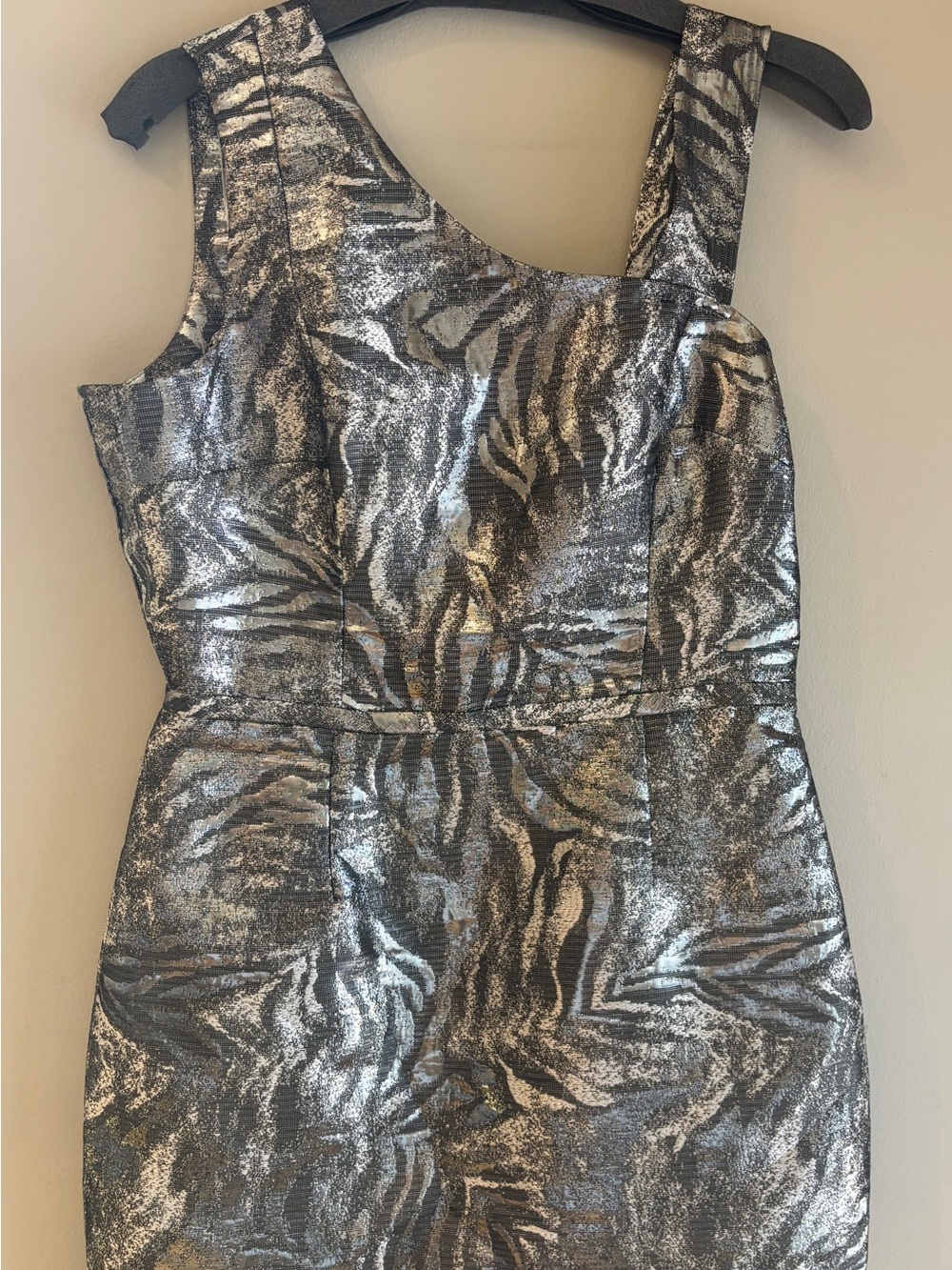Calvin Klein Metallic One Shoulder Dress - Size 8